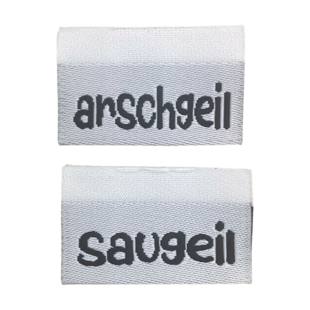 Weblabel | saugeil/arschgeil | weiß