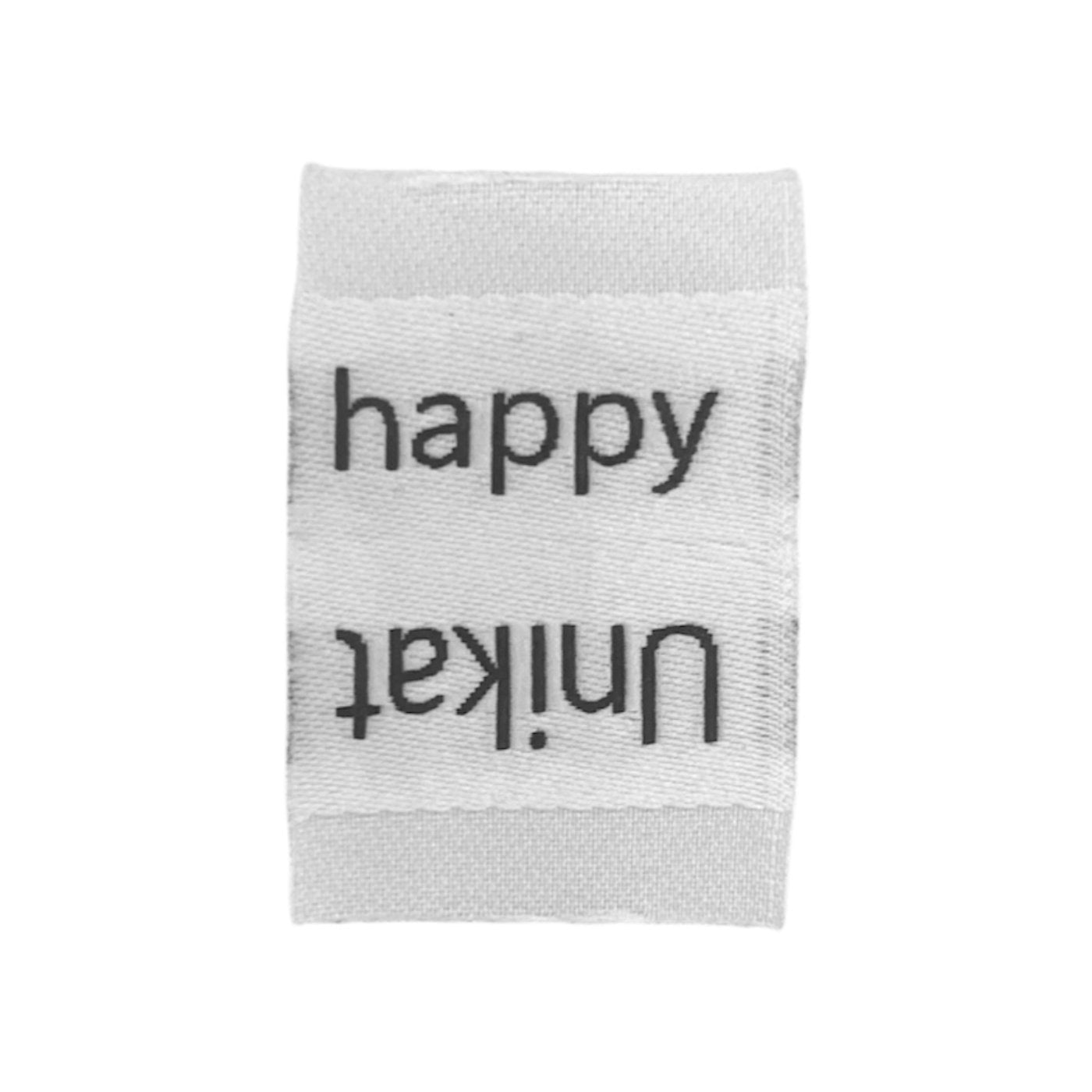 Weblabel | Unikat/happy | weiß