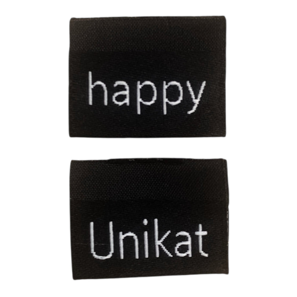 Weblabel | Unikat/happy | schwarz
