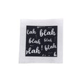 Baumwolllabel mit Aufdruck "blah" in schwarz auf weißem Hintergrund