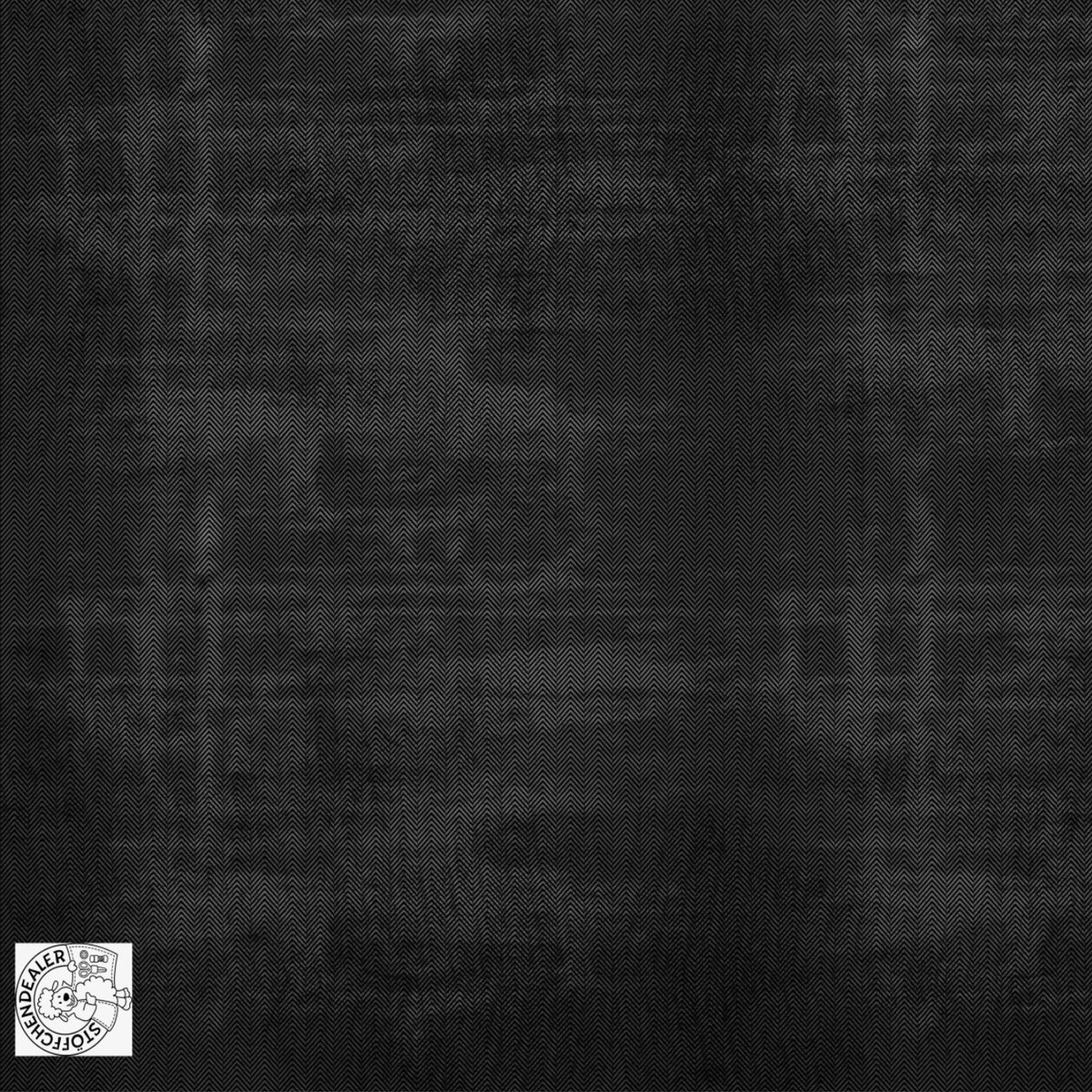 Rest 0,8m Bündchenstoff | Fischgrät washed Denim schwarz