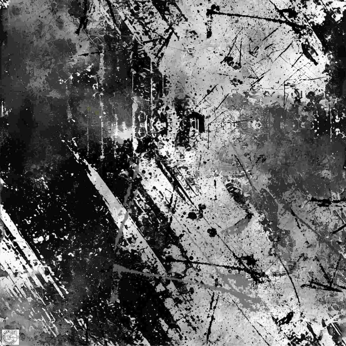 Rest 0,5m Bündchenstoff | Grunge weiß-schwarz
